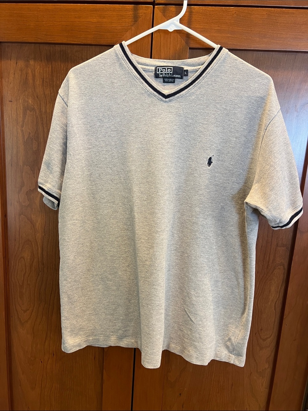 Polo by Ralph Lauren Gray V-Neck Short Sleeve Polo Men's Large